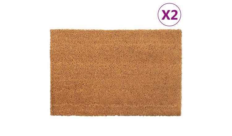 Walplus Pack of 2 Coir Door Mat - Natural - 40 x 60 cm
