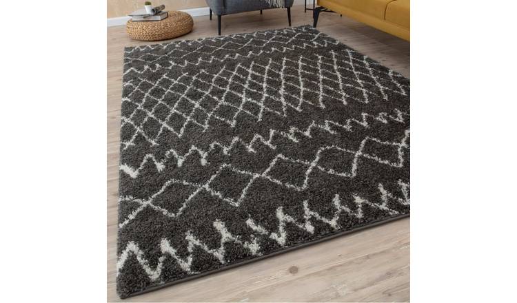 The Rugs Dark Grey Moroccan Tangier Shaggy Rug - 160 x 230cm