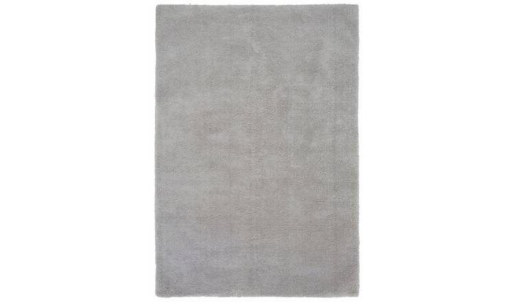 Mega Flooring Silver Shaggy Plain Rug - 120 x 170cm
