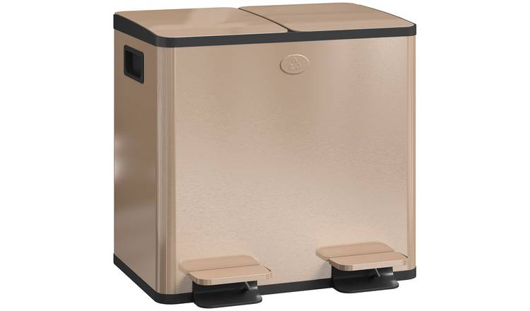 HOMCOM 30L Stainless Steel Dual Kitchen Bin with Inner Buckets- Gold