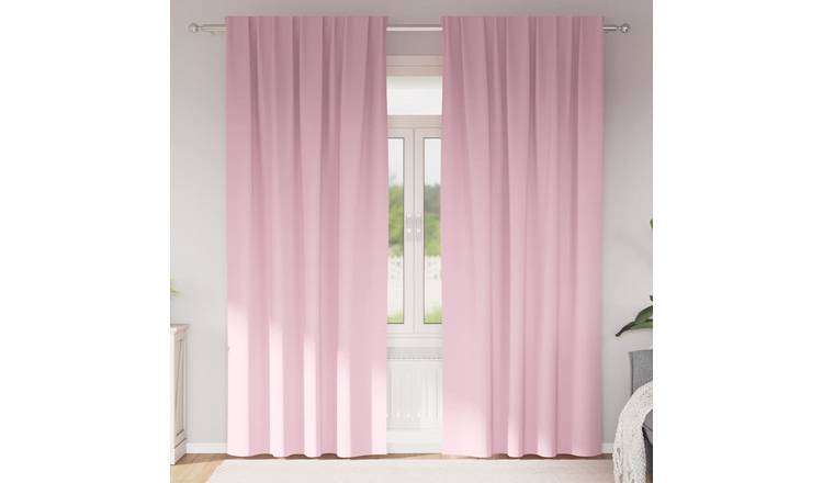 Walplus Set of 2 Ring Top Blackout Curtains - Baby Pink - 225 x 140 cm