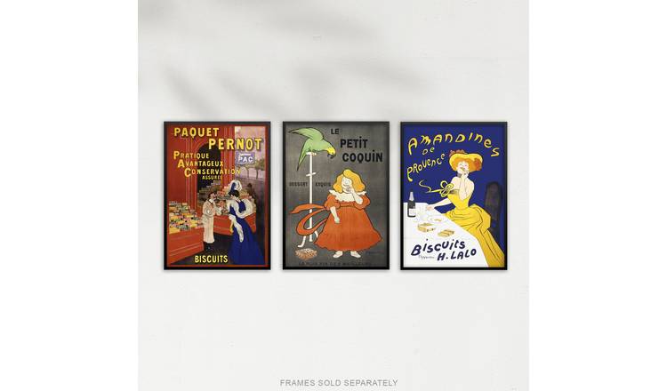 Cappiello French Vintage Adverts Bold Retro Set Of 3 Wall Art Poster Pack - A4