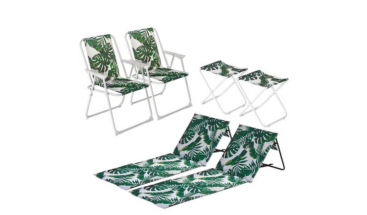Harbour Housewares 6 Piece Folding Beach Furniture Set - Banana Leaf