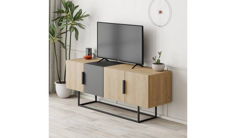 Decortie Tontini Particleboard TV Unit - Oak, Anthracite Grey