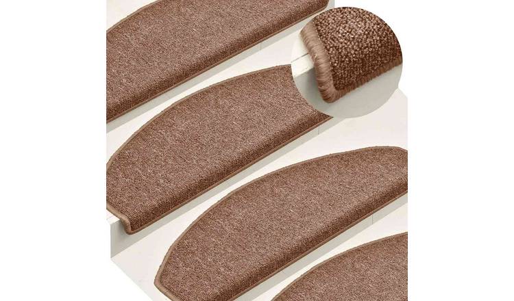 Walplus Pack of 15 Half Round Polypropylene Stair Mats - Brown - 65 x 24 cm