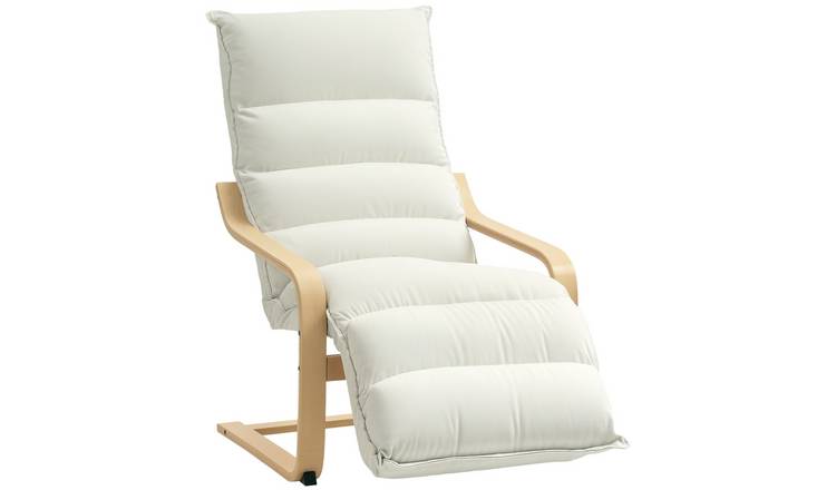 HOMCOM Velvet Modern Armchair with Adjustable Footrest - Cream