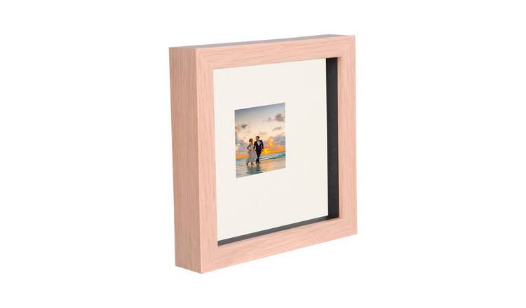 Nicola Spring 3D Box Photo Frame - 6 x 6" with Mount - Light Brown