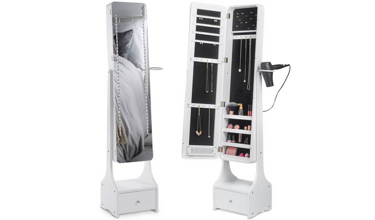 BTFY Free Standing 1 Drawer LED Armoire Mirror - White