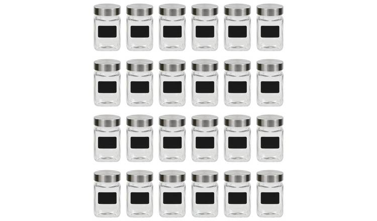 Walplus Pack of 24 Glass Storage Jars with Sticker 300 Ml