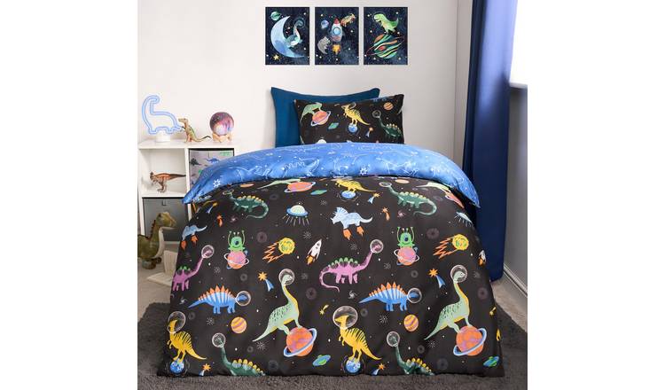 OHS Space Duvet Cover Bedding Sets Dino Reversible Navy - Double