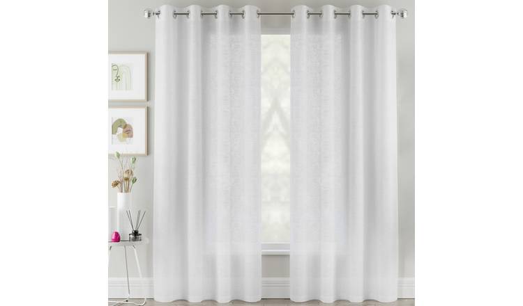 Tyrone Textiles Crete Eyelet Sheer Voile Panels - 140 x 183cm - White