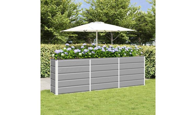 Walplus Steel Garden Planter - Light Grey - 240 x 40 x 75 cm