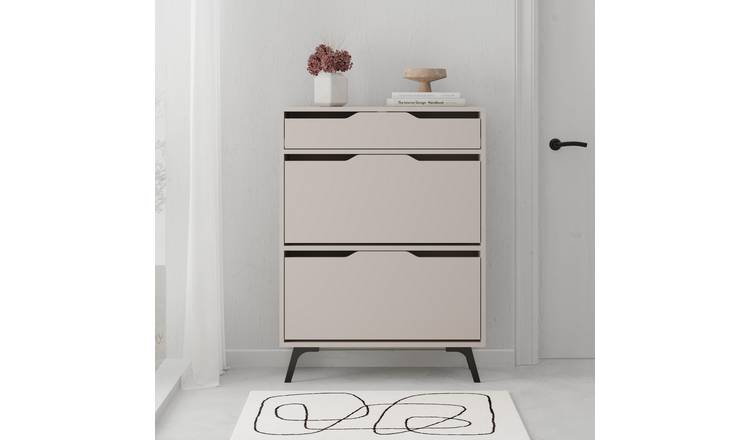 Decortie Asta Wood-Effect Particleboard Shoe Cabinet - Mocha