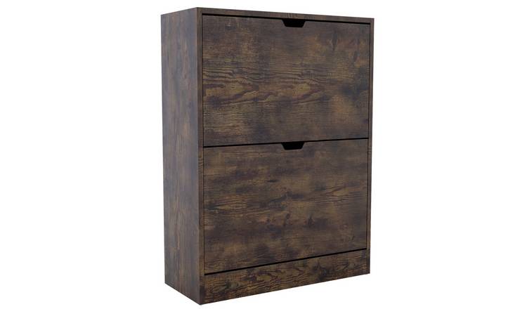 Vida Designs 2 Drawer Shoe Cabinet - Dark Wood