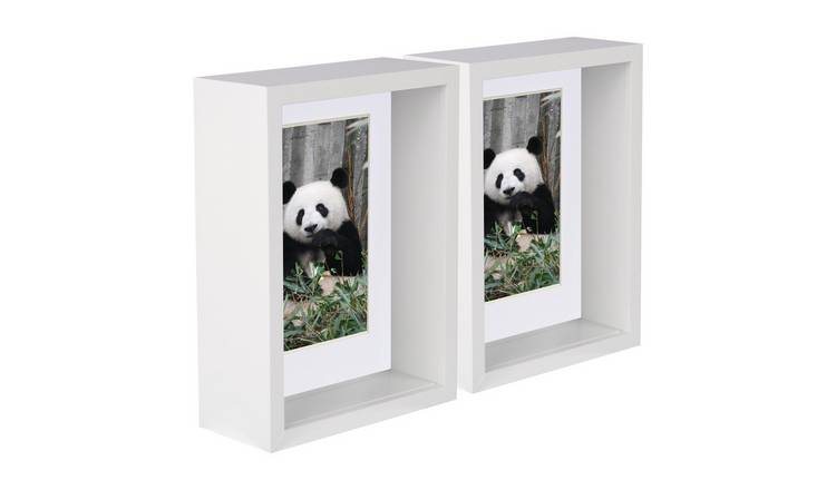 Nicola Spring 3D Deep Box Photo Frames - 5" x 7" with Mount - Set of 5 - White
