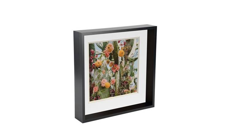 Nicola Spring 3D Deep Box Photo Frame - 10x10" with Mount - Black & White