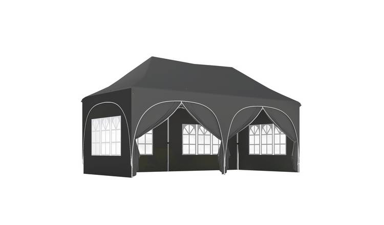 Outsunny Adjustable Pop Up Sided 210D Oxford Gazebo – Dark Grey