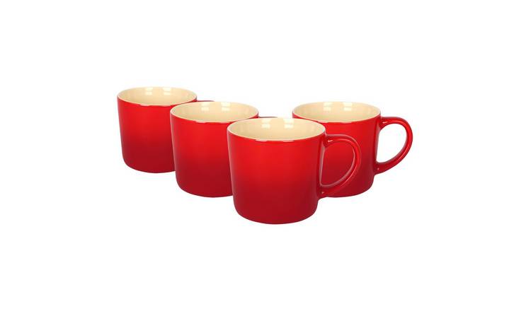 Argon Tableware New Bone China Mugs - 330ml - Red Ombre - Pack of 4