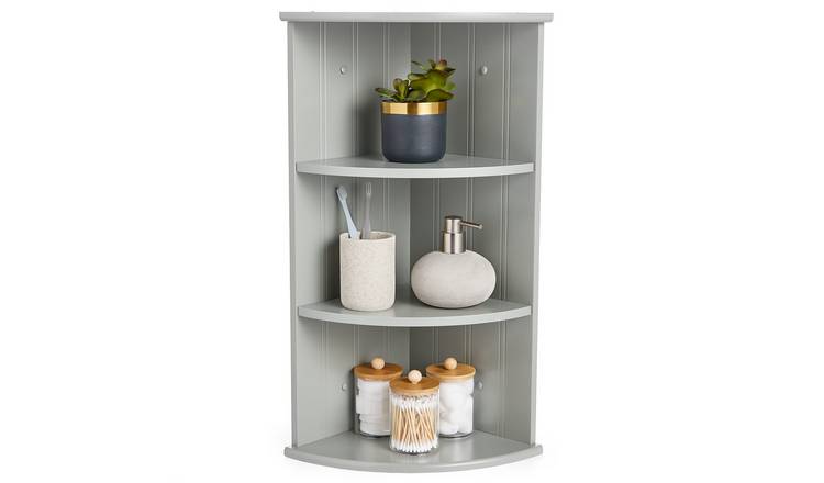 VonHaus 3 Tier Corner Shelf Unit - Grey
