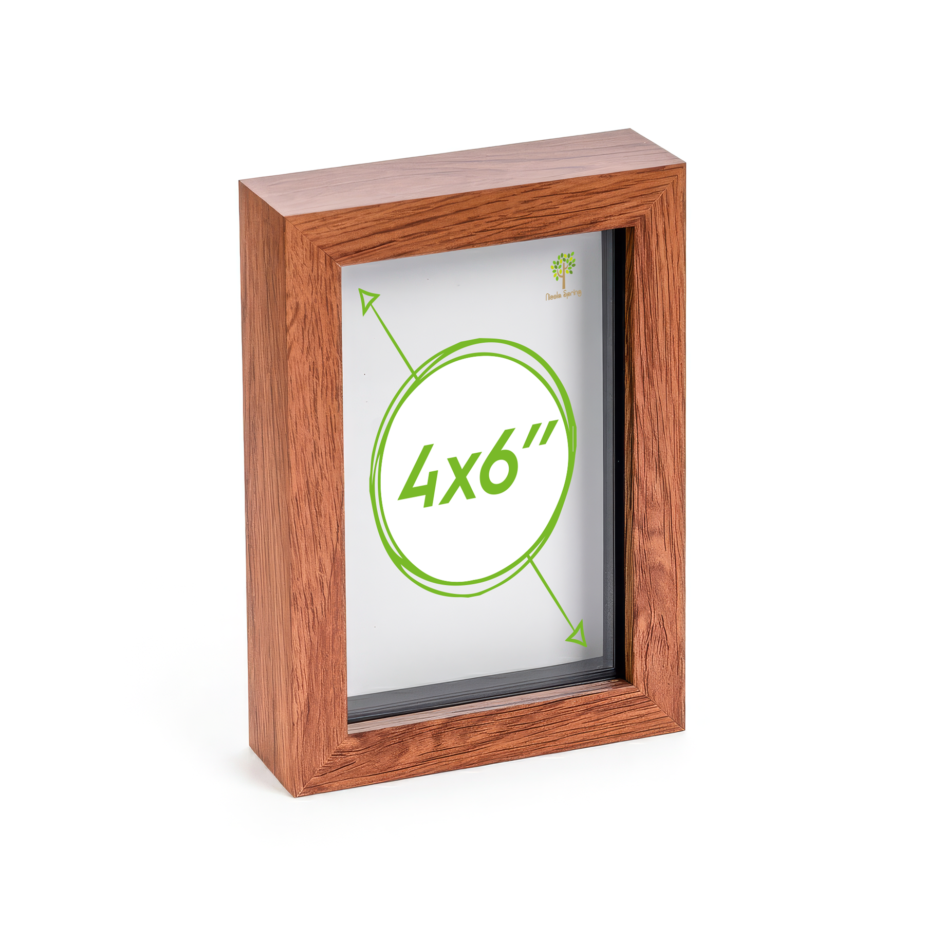 Nicola Spring 3D Box Photo Frame 4 x 6" - Dark Wood - Image 1