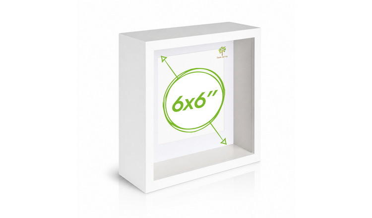 Nicola Spring 3D Deep Box Photo Frame - 6 x 6" - White