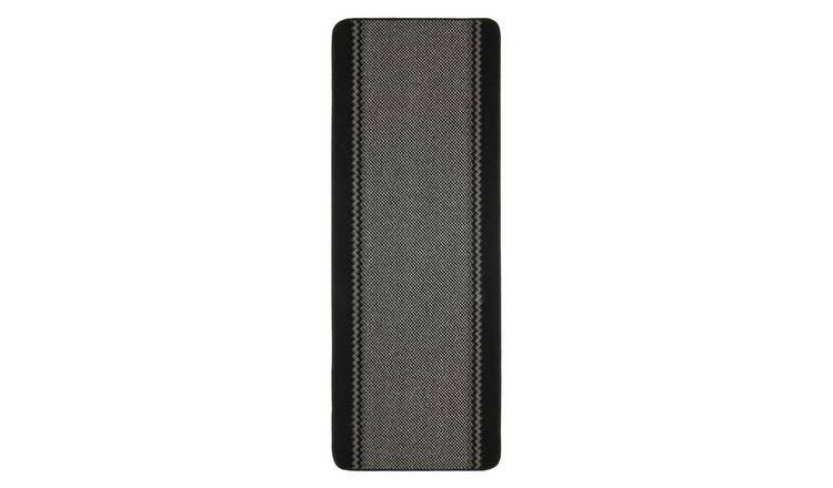 The Rugs Black Lined Bordered Runner Rug - 67 x 180cm