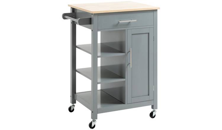 HOMCOM Kitchen Trolley with Open Shelf and Storage Drawer - Grey
