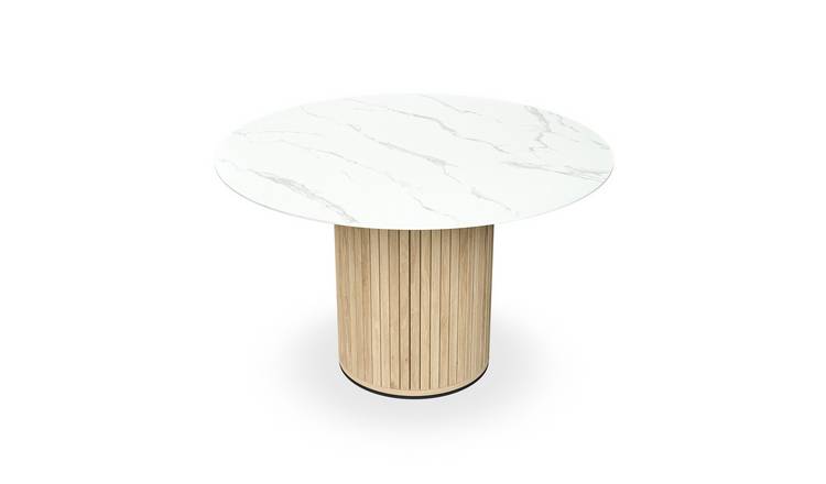 Furniture Online Arlo Oak Legs Dining Table - White Marble