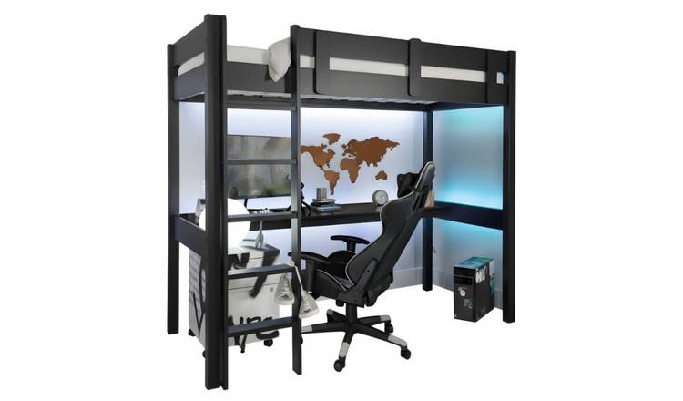 Noa & Nani Typhoon Gaming Station High Sleeper Cabin Bed With Desk - Black