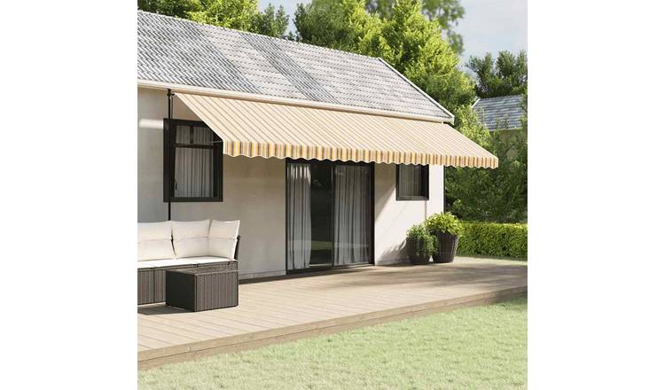 Walplus Polyester Awning Replacement Fabric - Yellow and Grey - 600 cm