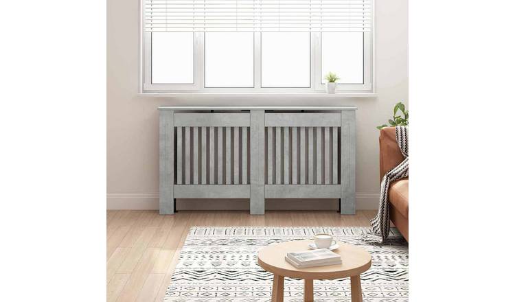 Walplus Engineered Wood Radiator Cover - Concrete Grey - 152 x 19 x 81.5 cm