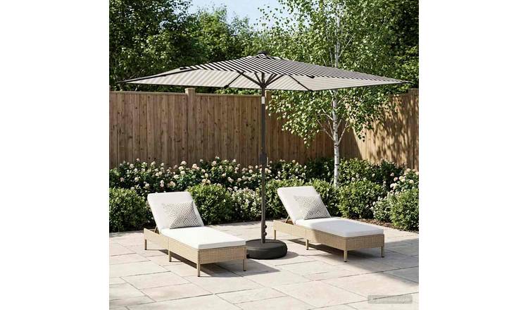 Walplus Polyester Garden Parasol - Black and White - 290 x 190 x 235 cm