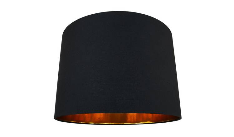 Happy Homewares Jet Black Cotton with Shiny Golden Inner Lampshade - 40cm