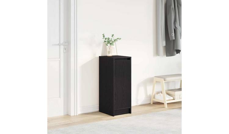 Walplus Engineered Wood Shoe Cabinet - Black Oak - 29.5 x 34 x 76 cm