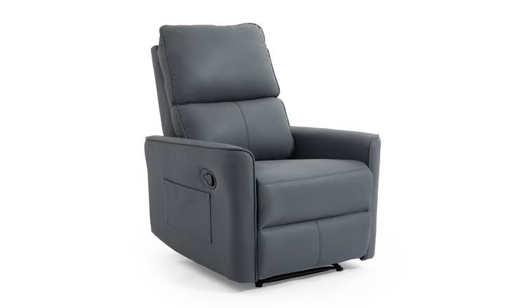 Furniture Online Madrid Manual Air Leather Recliner Chair - Grey