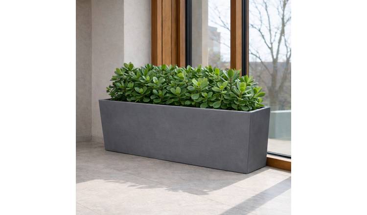 Fargro Home and Garden 55L Polystone Rectangular Trough Planter - Light Grey