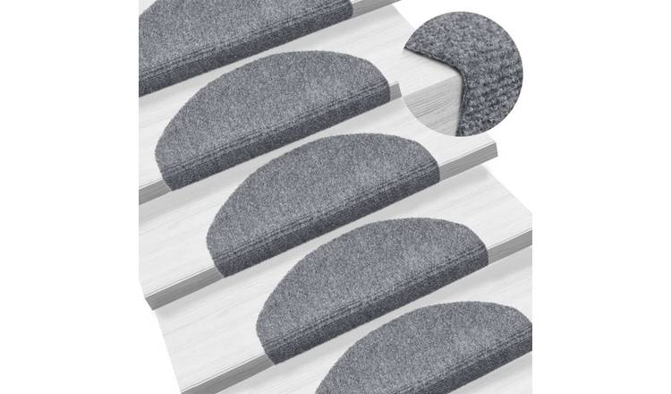 Walplus Pack of 15 Self-Adhesive Half Round Stair Mats - Light Grey - 65 x 21 cm