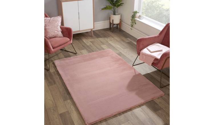 Mega Flooring Pink Shaggy Plain Rug - 60 x 100cm