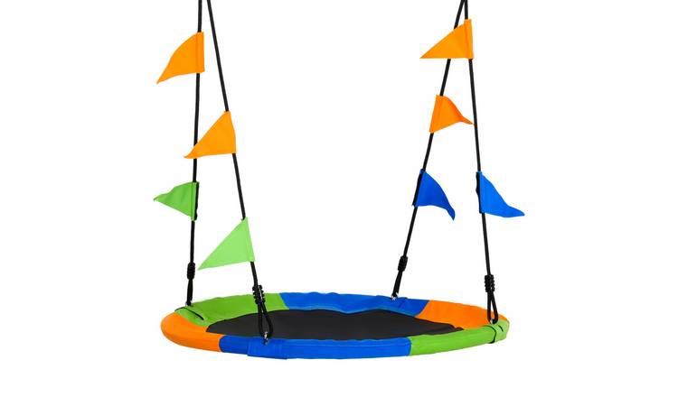 Outsunny Adjustable Rope Outdoor Indoor Kid Nest Saucer Tree Swing - Multicolor