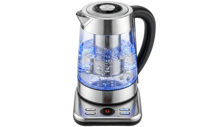 HOMCOM 1.7L Strix Thermostat Tea Infuser Electric Kettle – Silver Tone