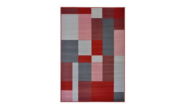 Mega Flooring Red Modern Geometric Rug - 80 x 150cm