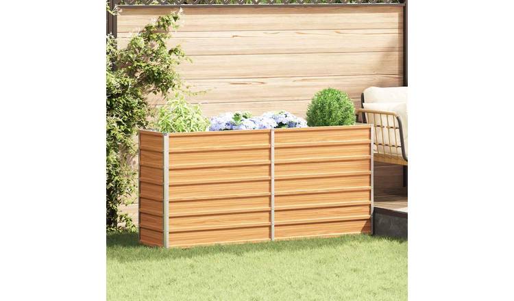 Walplus Galvanised Steel Raised Garden Bed - Light Brown - 160 x 40 x 45 cm