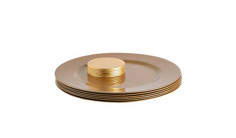 Argon Tableware 12 Piece Metallic Charger Plates Set - Gold