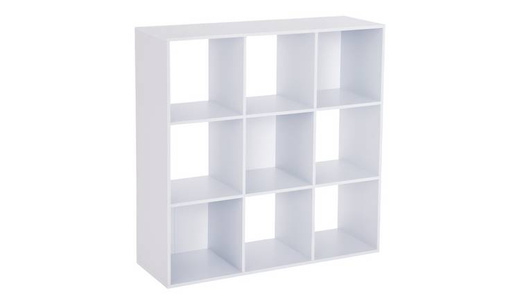 HOMCOM 3 Tier Modern Freestanding 9 Cube Storage Bookcase - White