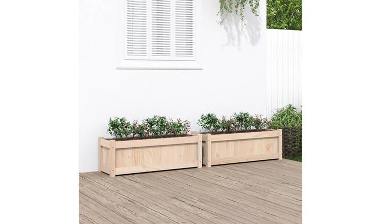 Walplus Pack of 2 Wood Garden Planter - 90 x 31 x 31 cm