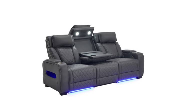 Furniture Online Capri Electric Recliner 3 Seater Leather Sofa – Charcoal