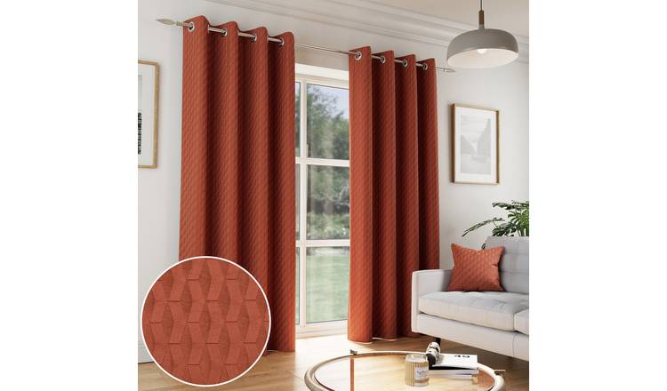 Enhanced Living Tokyo Eyelet Thermal Curtains - 229 x 183cm - Orange