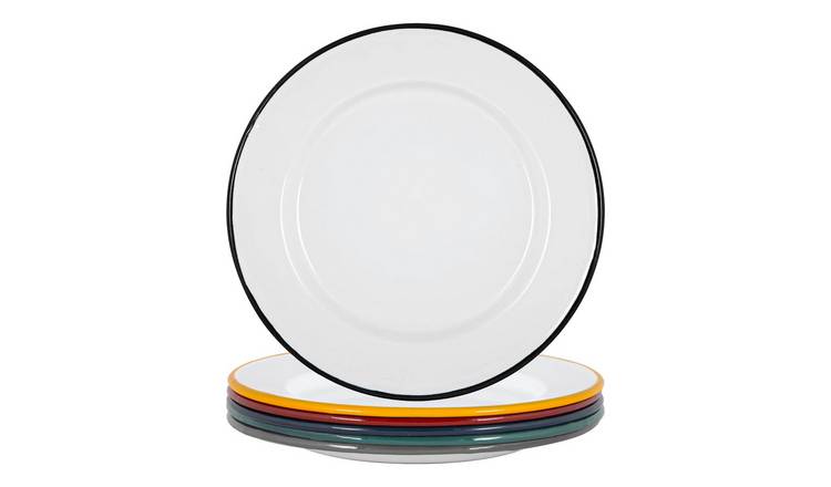 Argon Tableware White Enamel Dinner Plates - 6 Colours