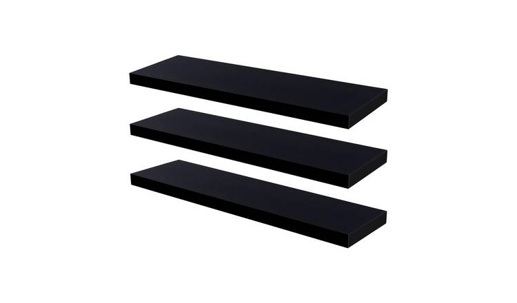 Harbour Housewares Modern Style Floating Wall Shelves - Black - Set of 6