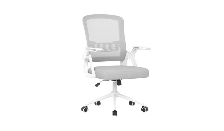 Rattantree Swivel Office Chair 90 Degree Flip Up Armrest Lumbar Support - Grey